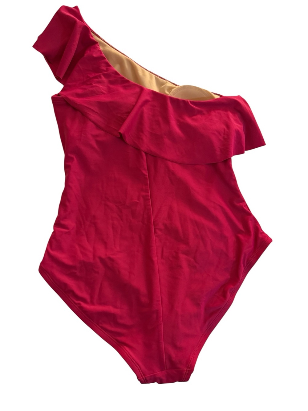 Kona Sol Pink One Shoulder Ruffle Swimsuit M 8/10 Resort Coastal Barbiecore - Picture 3 of 9